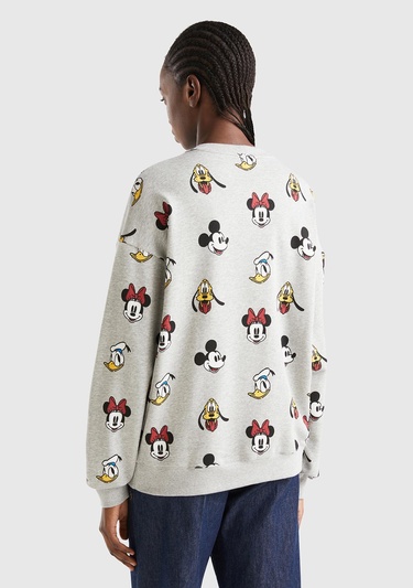  Unisex Gri Disney Baskılı Sweatshirt