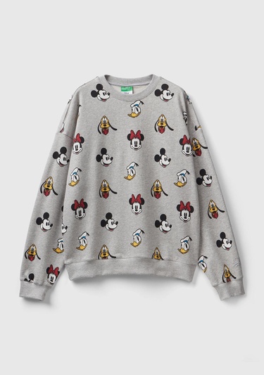  Unisex Gri Disney Baskılı Sweatshirt