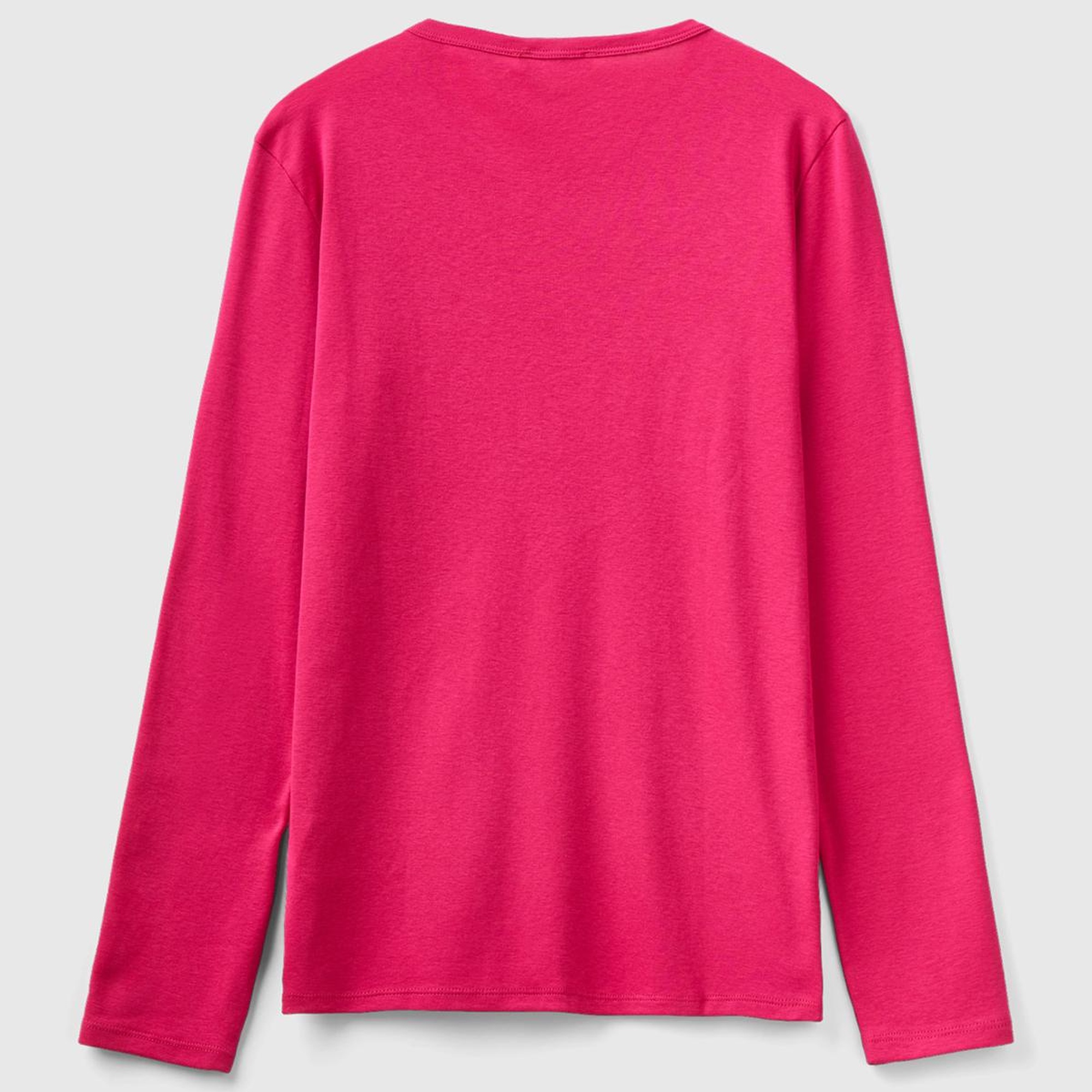 Kadın Koyu Fuşya Basic Bisiklet Yaka Uzun Kollu Tshirt