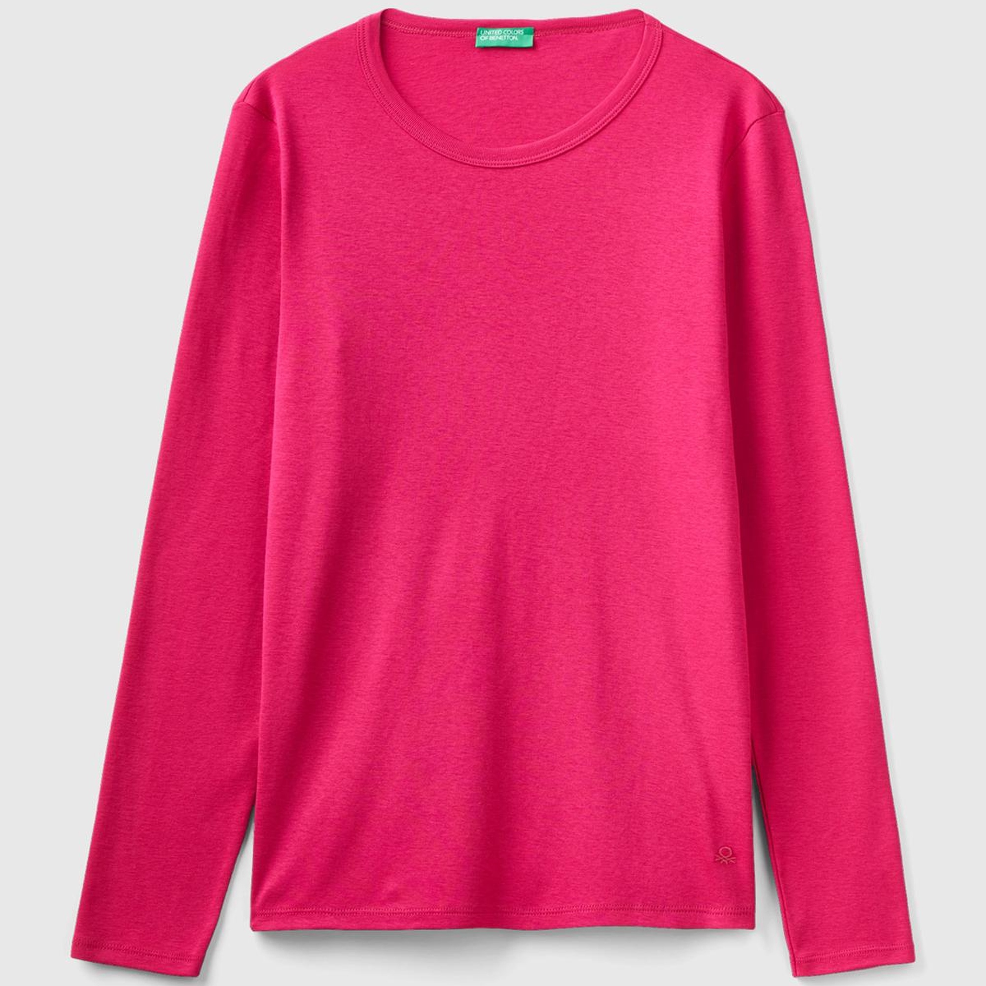 Kadın Koyu Fuşya Basic Bisiklet Yaka Uzun Kollu Tshirt