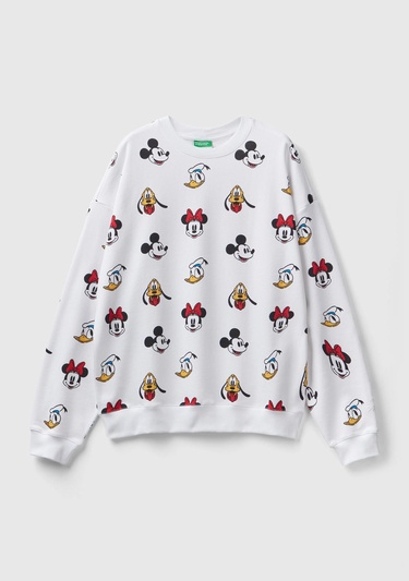  Unisex Beyaz Disney Baskılı Sweatshirt