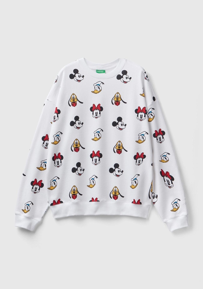  Unisex Beyaz Disney Baskılı Sweatshirt