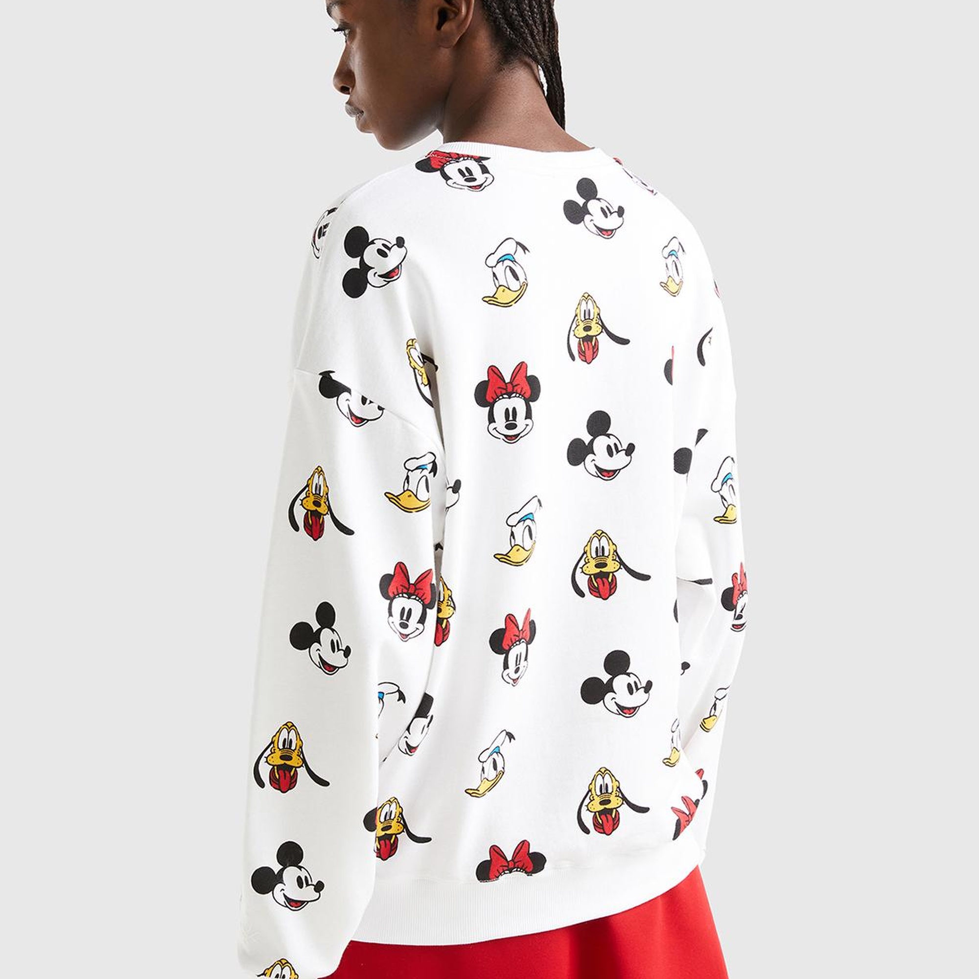 Unisex Beyaz Disney Baskılı Sweatshirt
