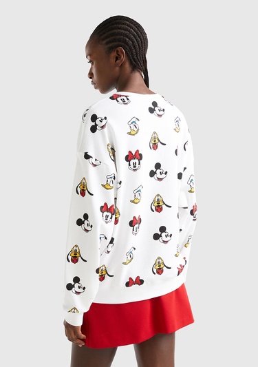  Unisex Beyaz Disney Baskılı Sweatshirt