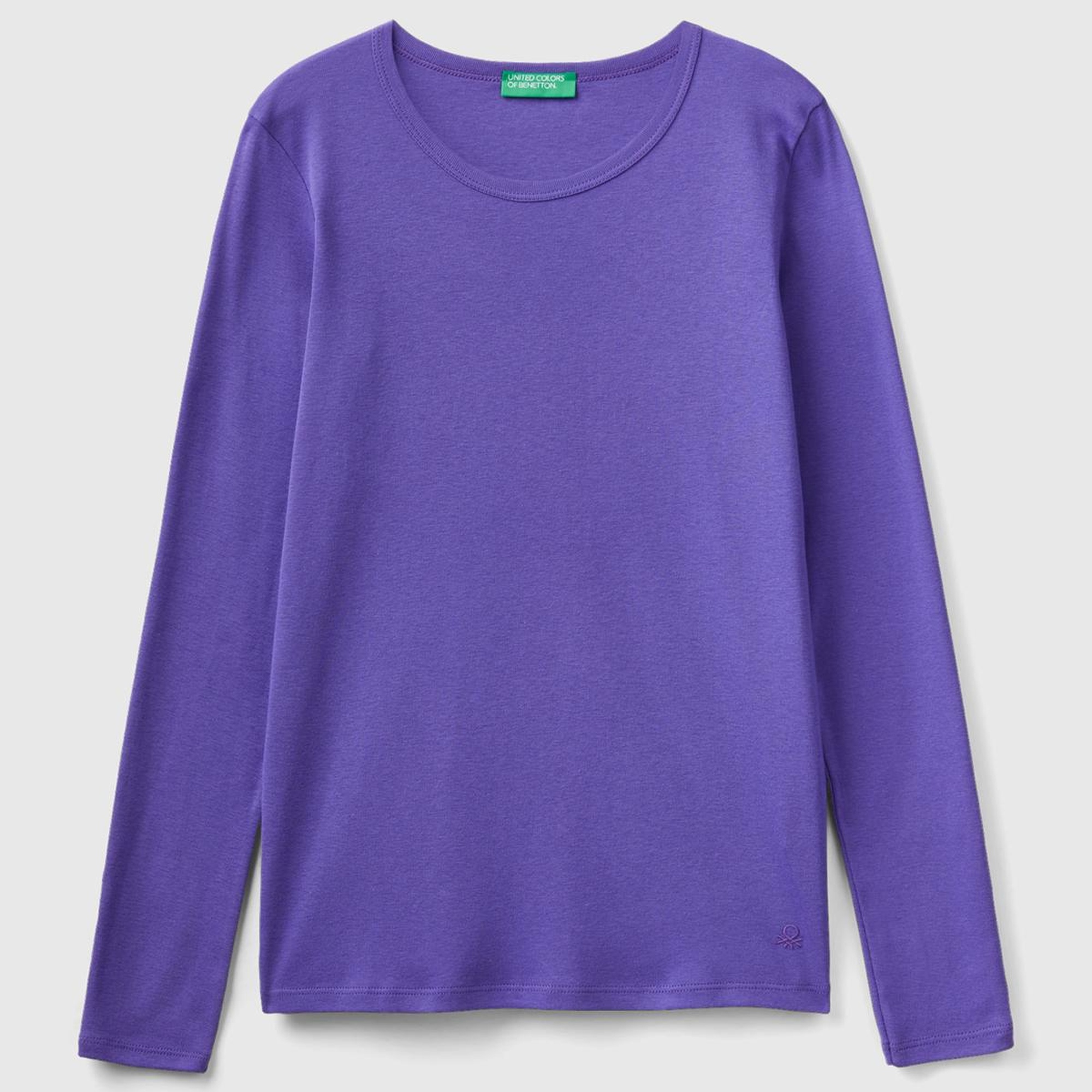 Kadın Mor Basic Bisiklet Yaka Uzun Kollu Tshirt