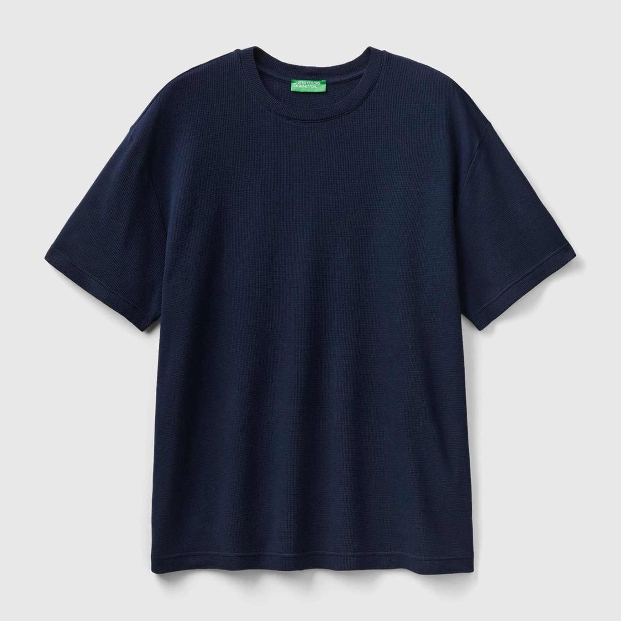 Erkek Lacivert %100 Koton Waffle T-Shirt