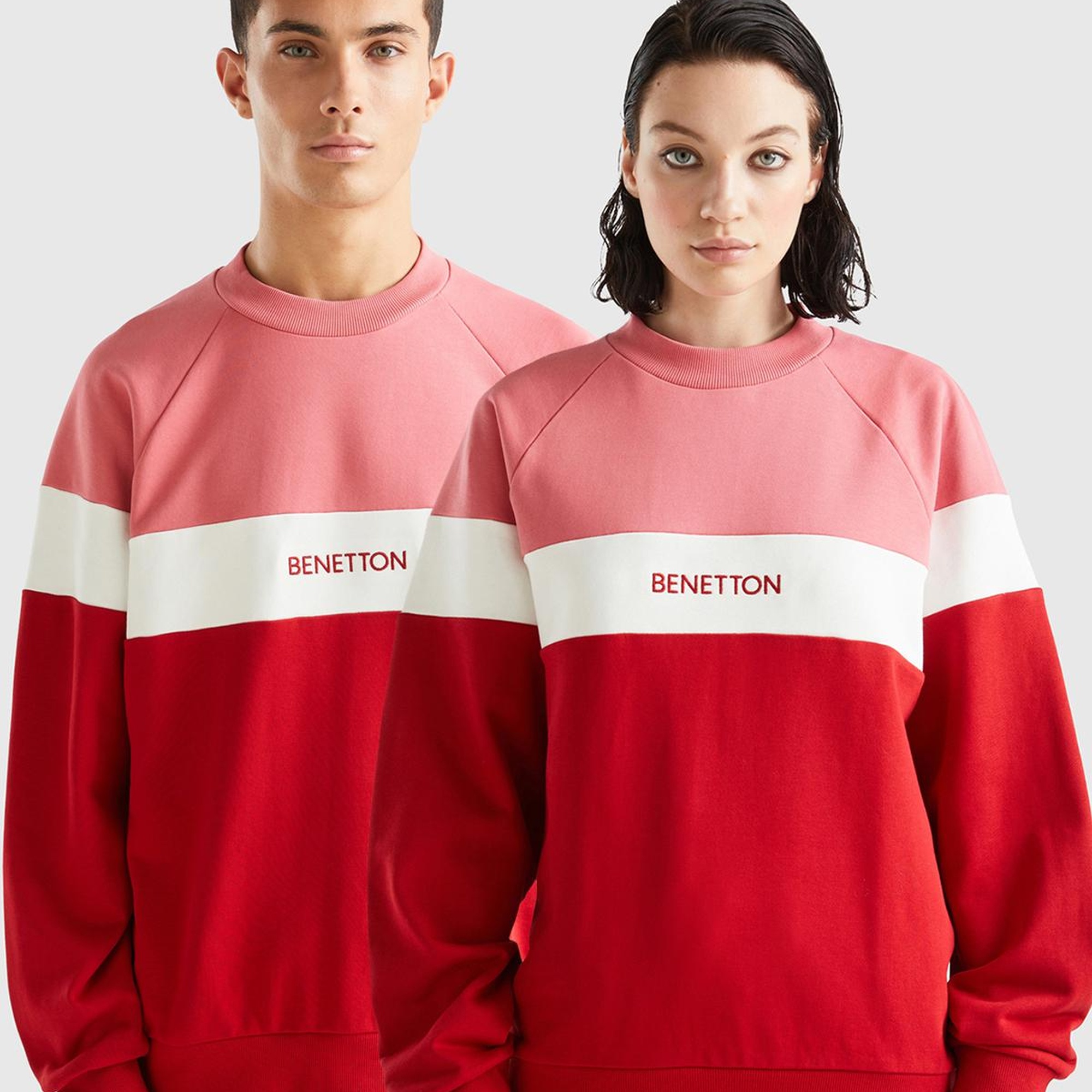 Unisex Vişne Çürüğü %100 Koton Renk Bloklu Sweatshirt