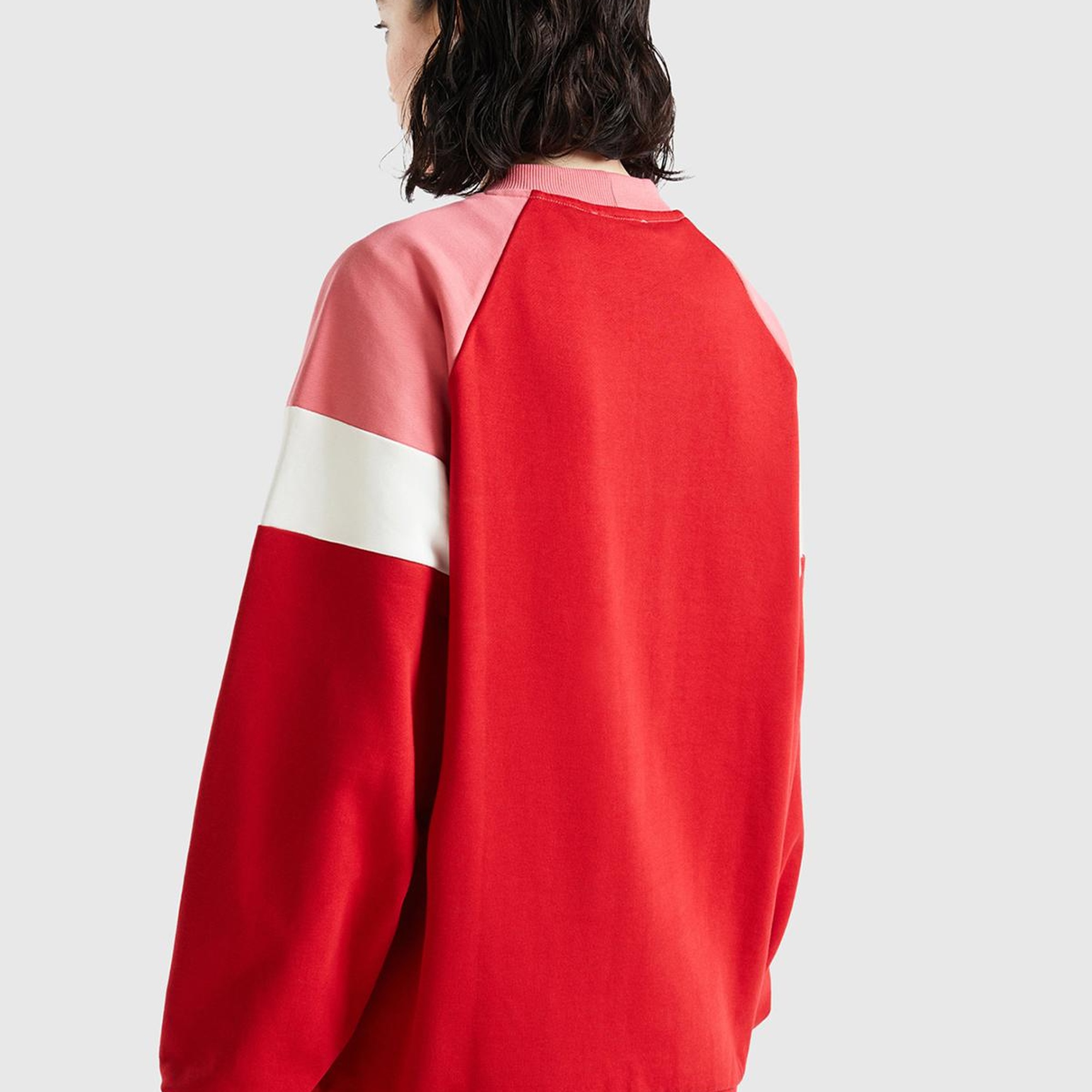 Unisex Vişne Çürüğü %100 Koton Renk Bloklu Sweatshirt