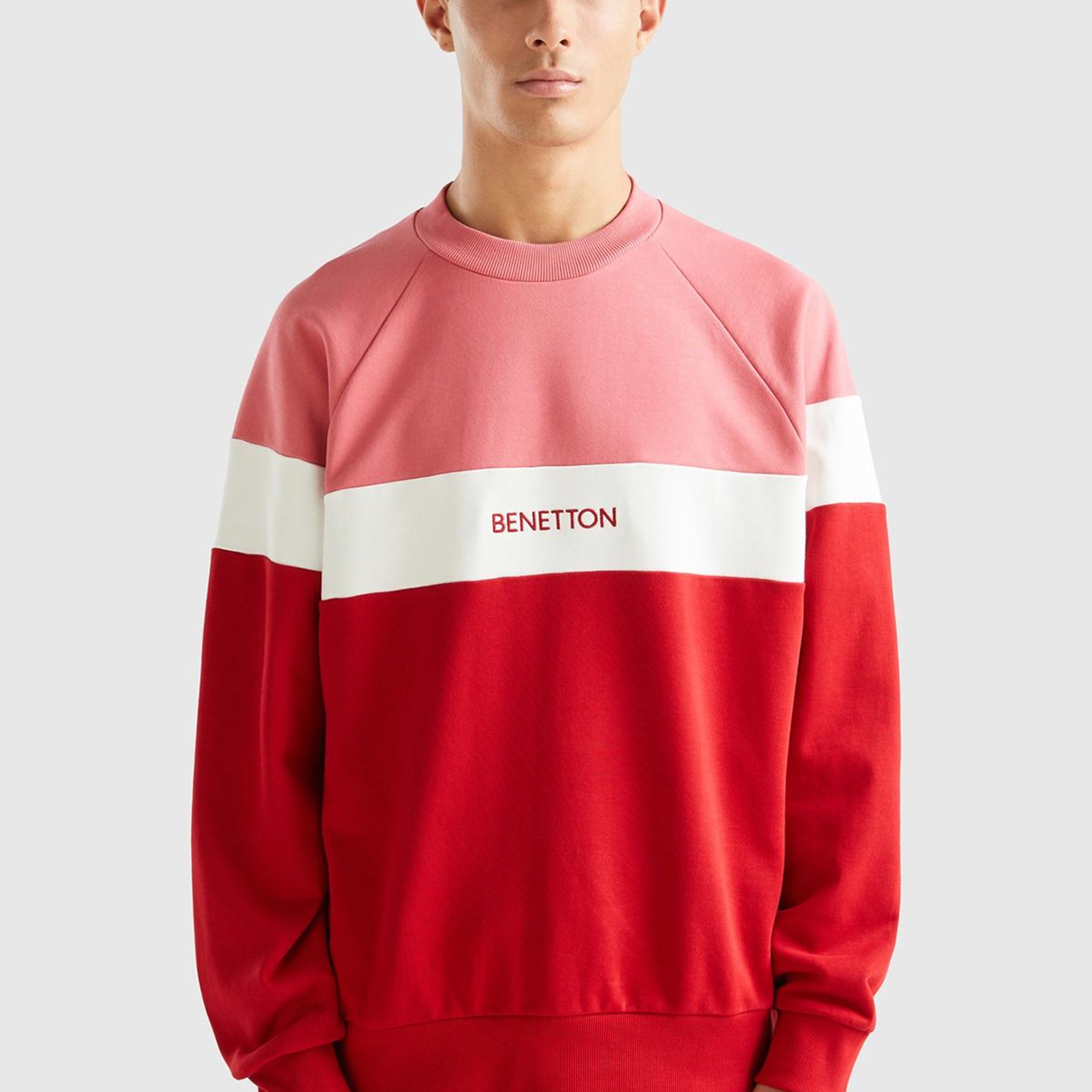 Unisex Vişne Çürüğü %100 Koton Renk Bloklu Sweatshirt
