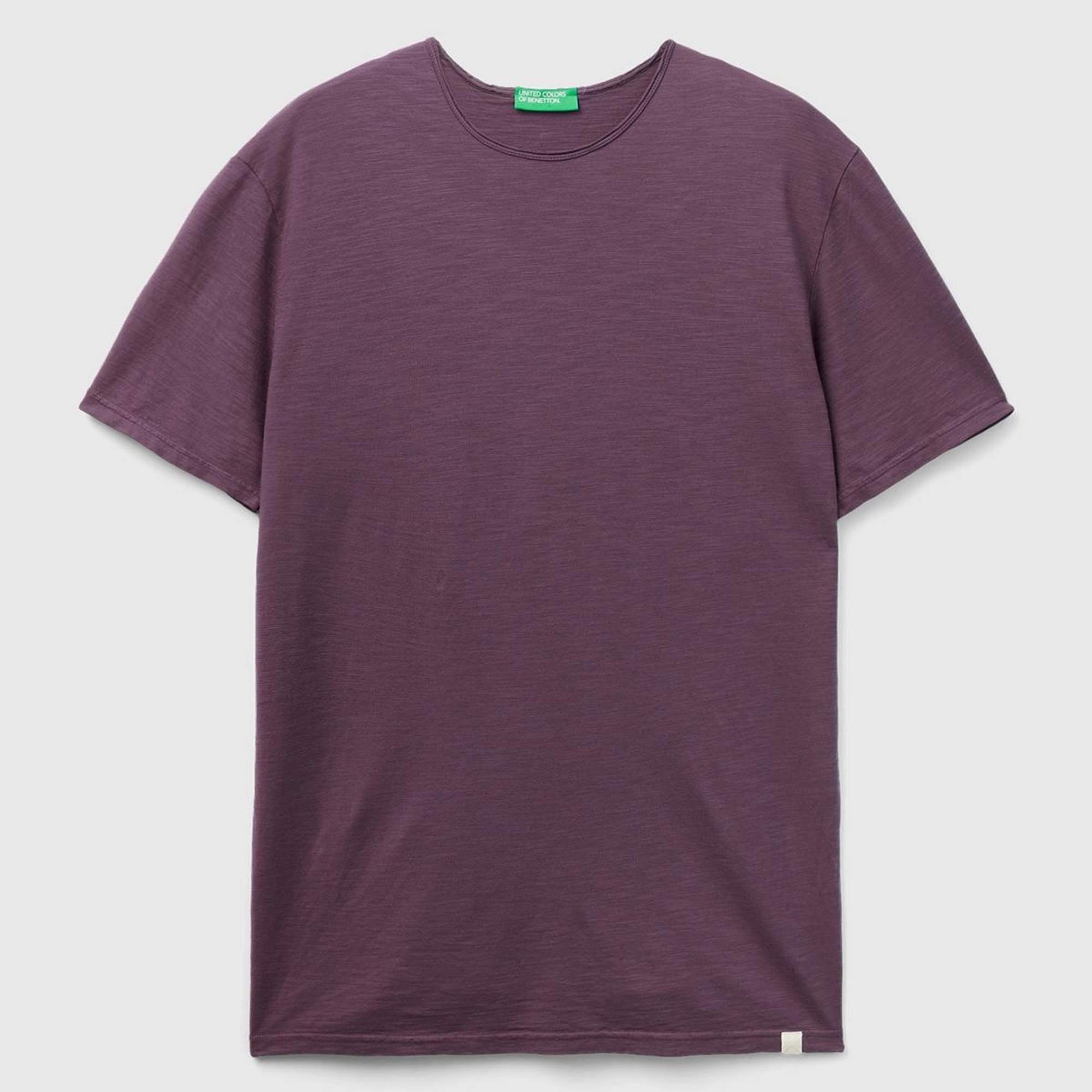 Erkek Mor Bisiklet Yaka Slub Tshirt