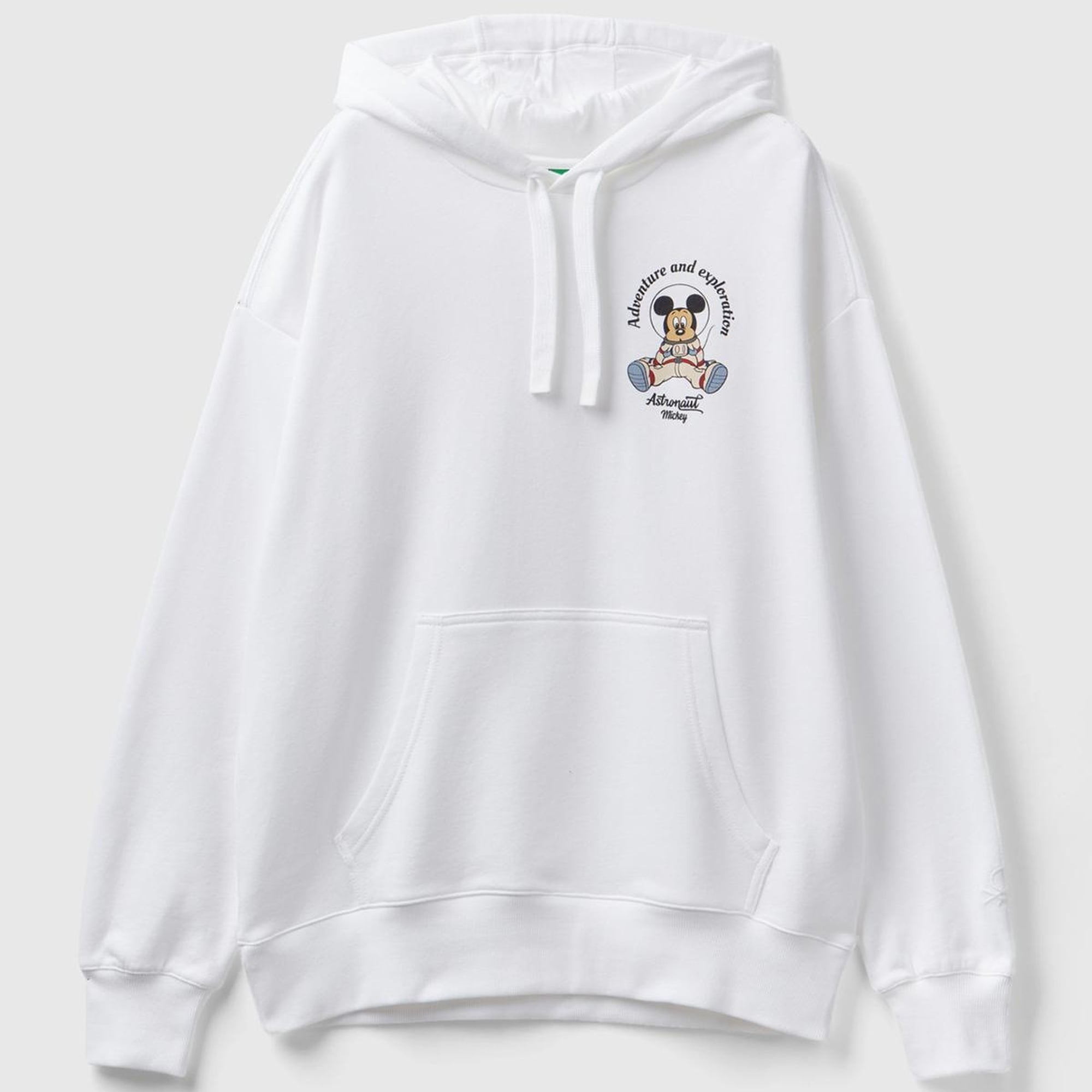 Unisex Beyaz Disney Desenli Kapşonlu Sweatshirt