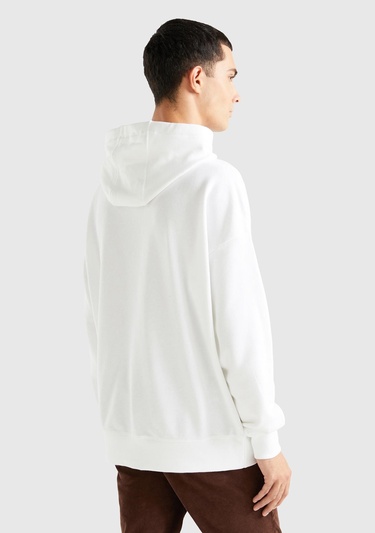  Unisex Beyaz Disney Desenli Kapşonlu Sweatshirt