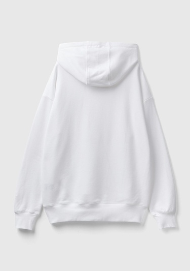  Unisex Beyaz Disney Desenli Kapşonlu Sweatshirt