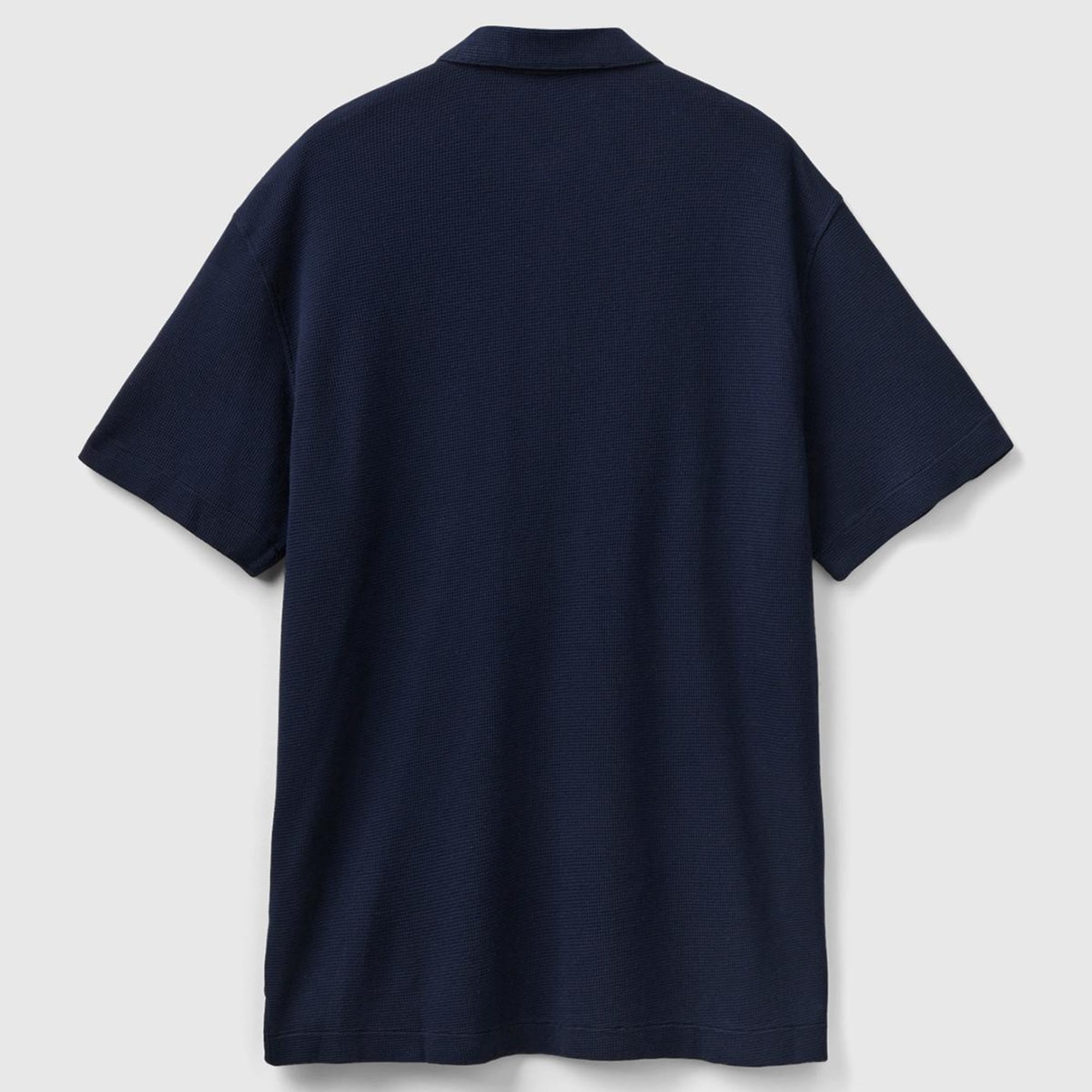 Erkek Lacivert %100 Koton Polo Yaka Waffle T-Shirt