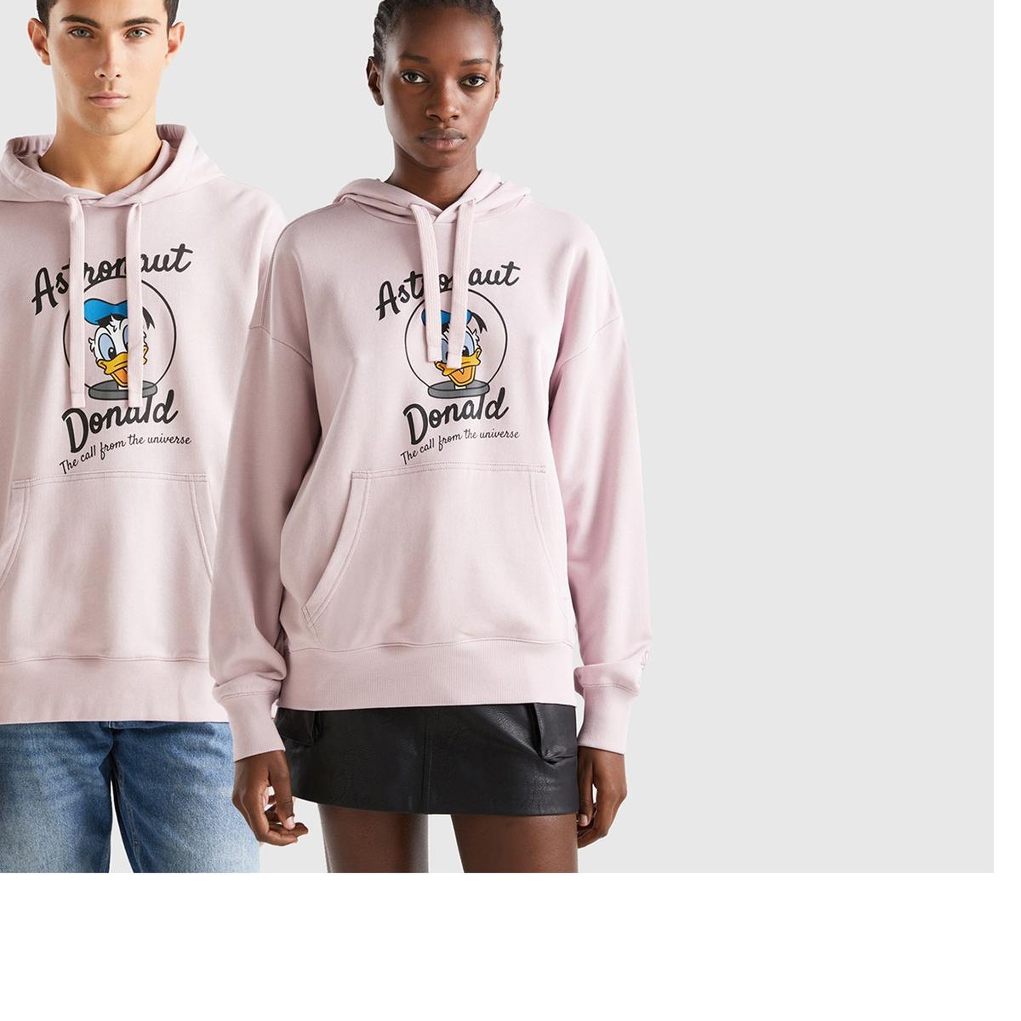 Unisex Gül Kurusu Disney Desenli Kapşonlu Sweatshirt