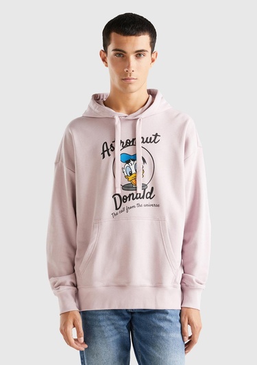  Unisex Gül Kurusu Disney Desenli Kapşonlu Sweatshirt