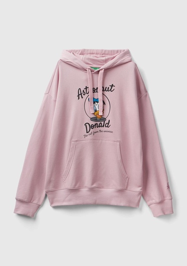  Unisex Gül Kurusu Disney Desenli Kapşonlu Sweatshirt