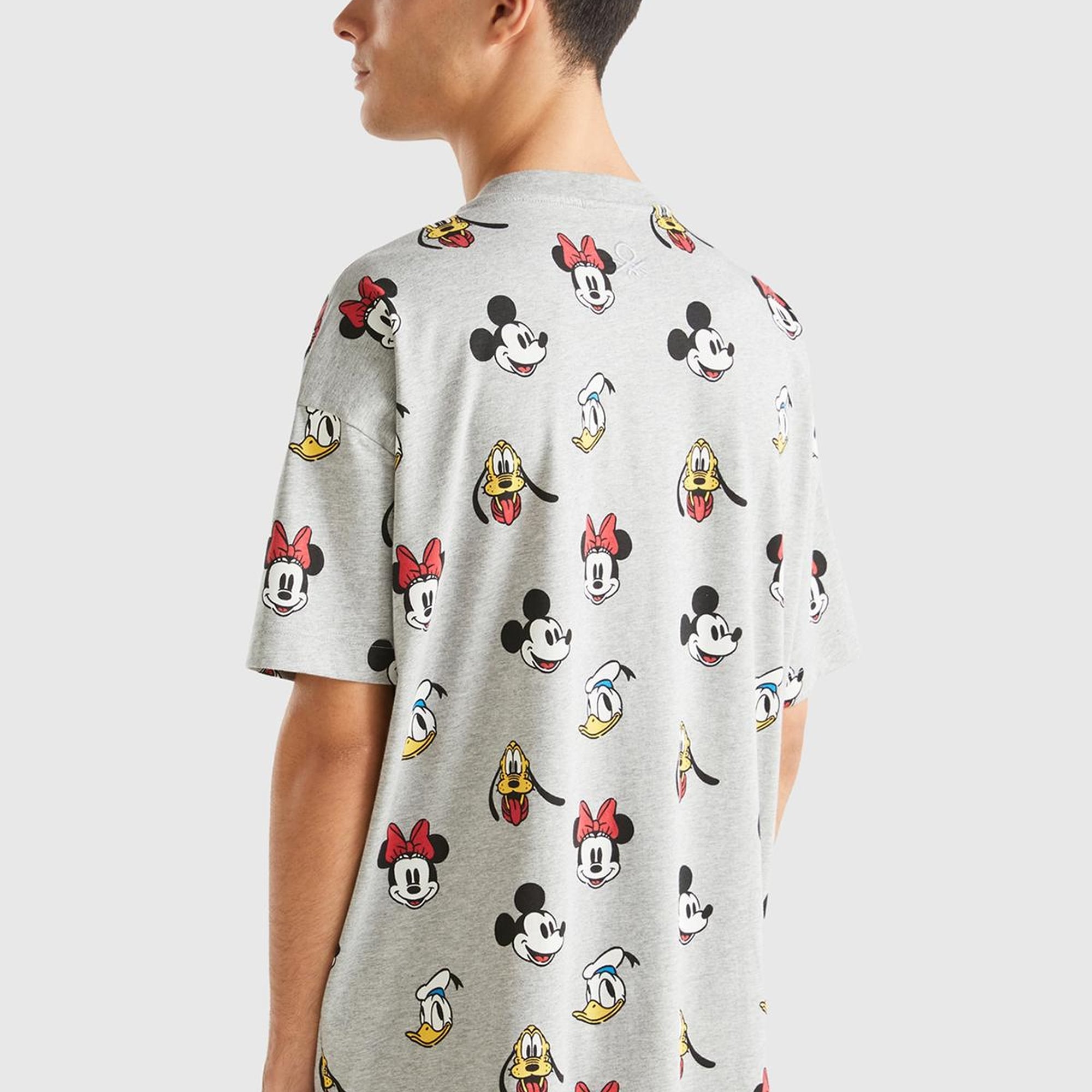 Unisex Gri %100 Koton Küçük Disney Baskılı T-Shirt