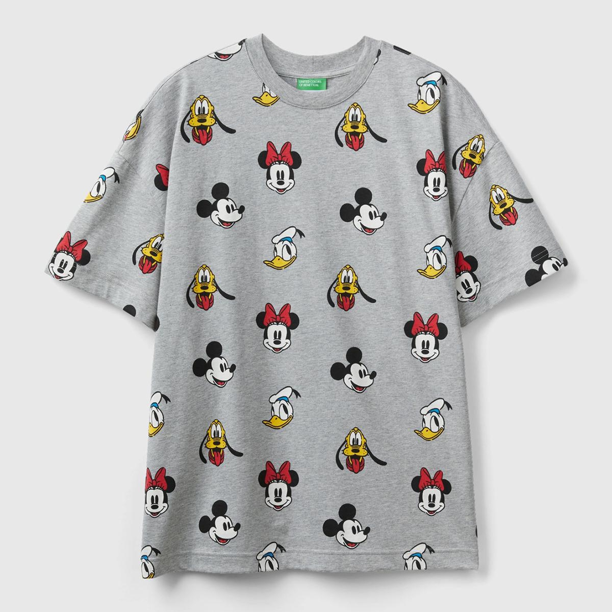 Unisex Gri %100 Koton Küçük Disney Baskılı T-Shirt