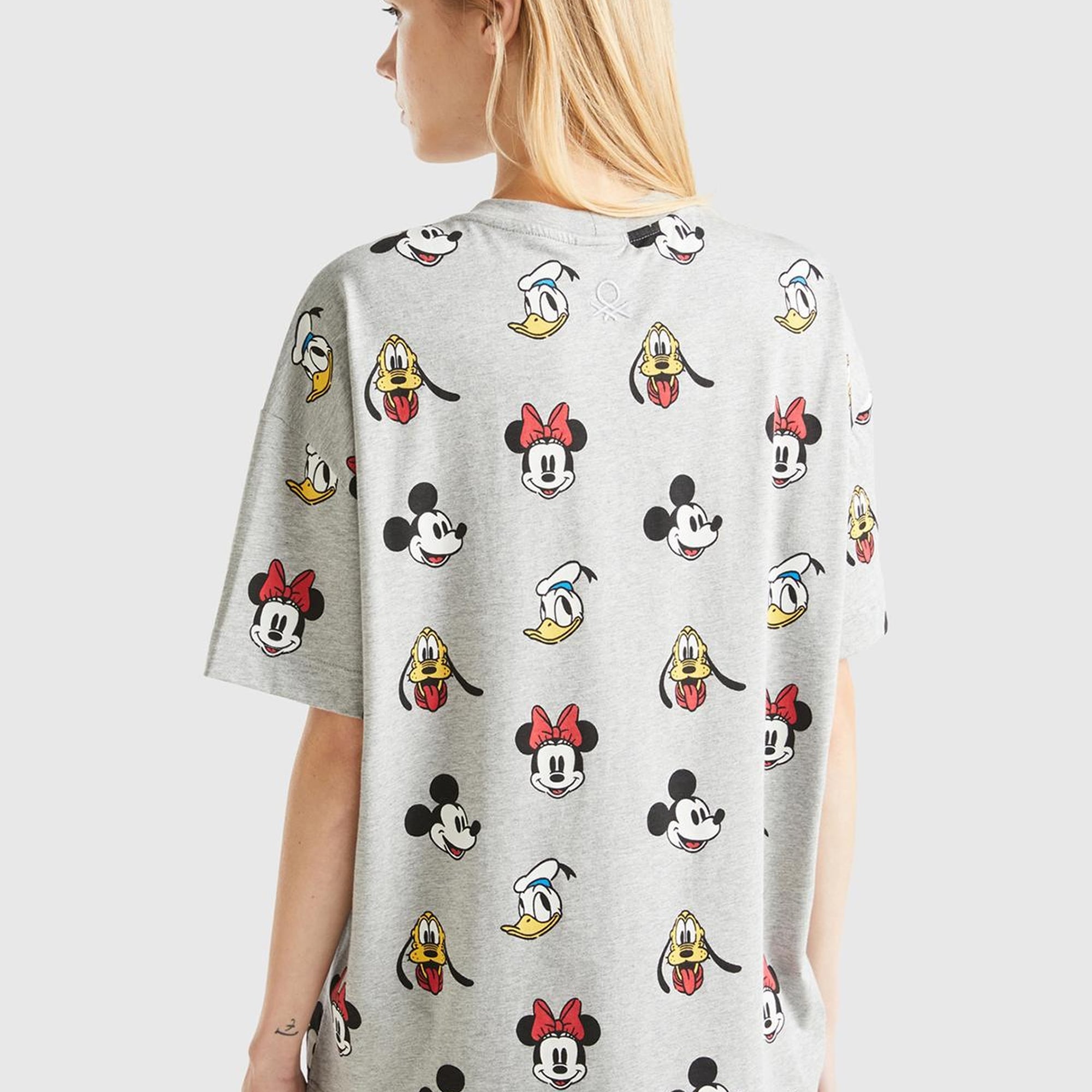 Unisex Gri %100 Koton Küçük Disney Baskılı T-Shirt