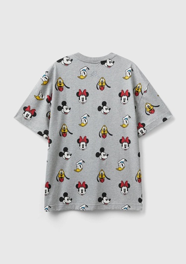  Unisex Gri %100 Koton Küçük Disney Baskılı T-Shirt