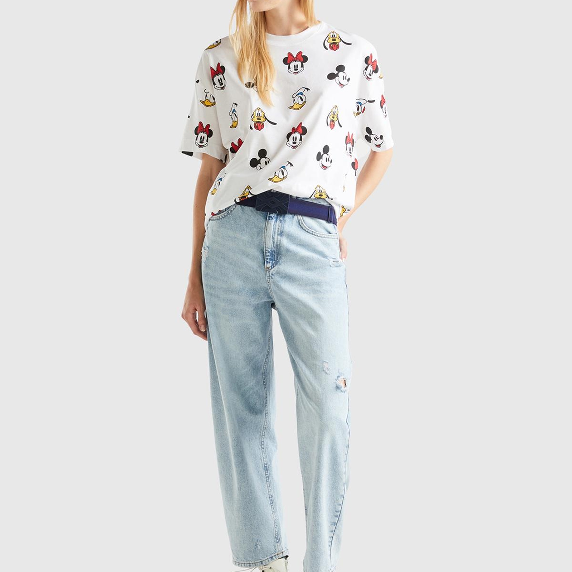 Unisex Beyaz %100 Koton Küçük Disney Baskılı T-Shirt