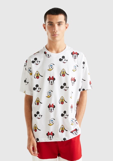  Unisex Beyaz %100 Koton Küçük Disney Baskılı T-Shirt