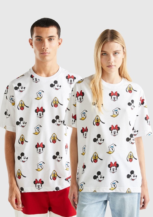  Unisex Beyaz %100 Koton Küçük Disney Baskılı T-Shirt