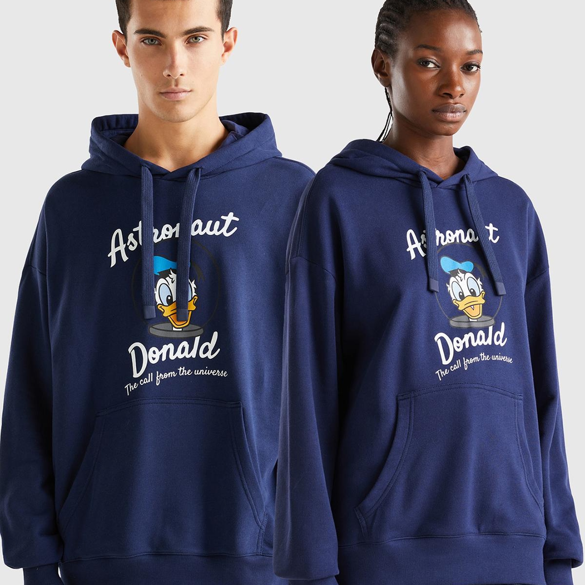 Unisex Lacivert Disney Desenli Kapşonlu Sweatshirt