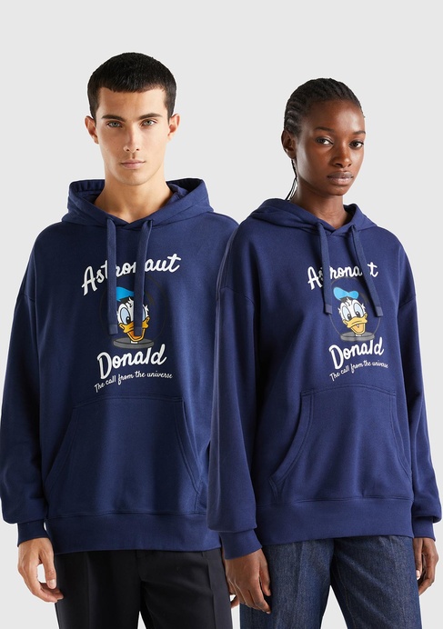  Unisex Lacivert Disney Desenli Kapşonlu Sweatshirt