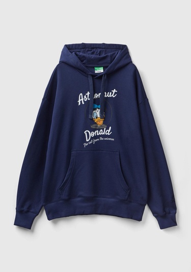  Unisex Lacivert Disney Desenli Kapşonlu Sweatshirt