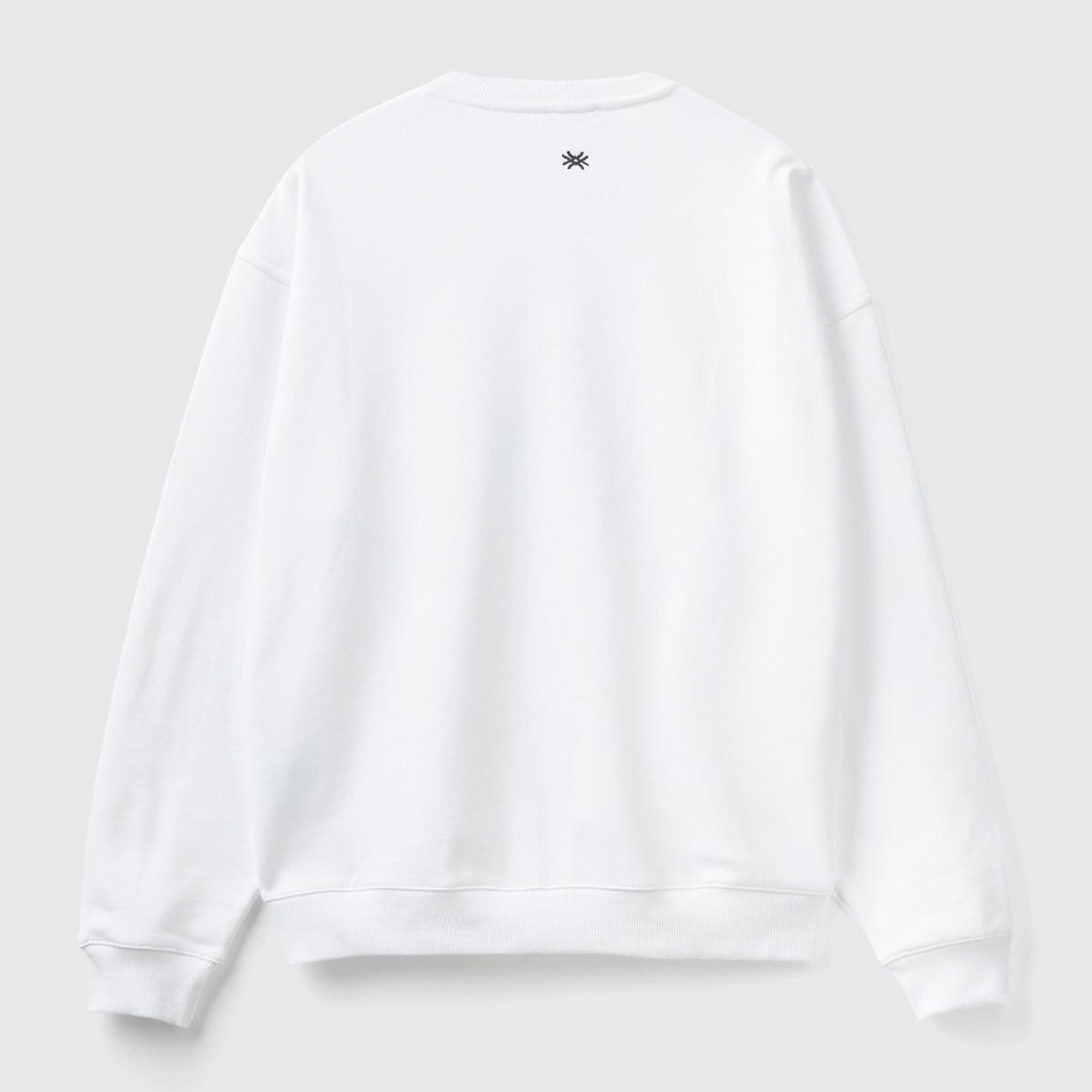 Erkek Beyaz %100 Koton Tavşan Baskılı Sweatshirt