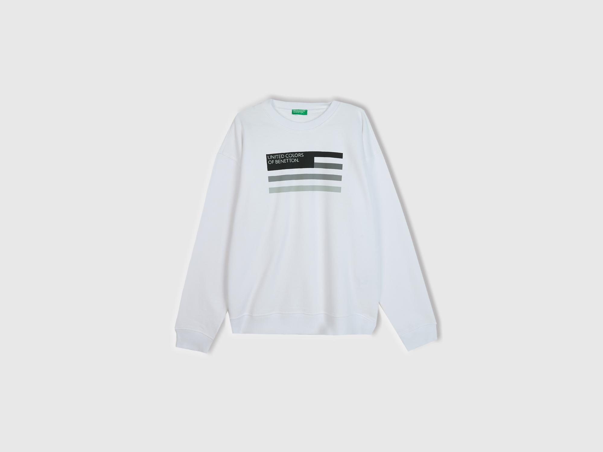  Erkek Beyaz Logo Baskılı Sweatshirt