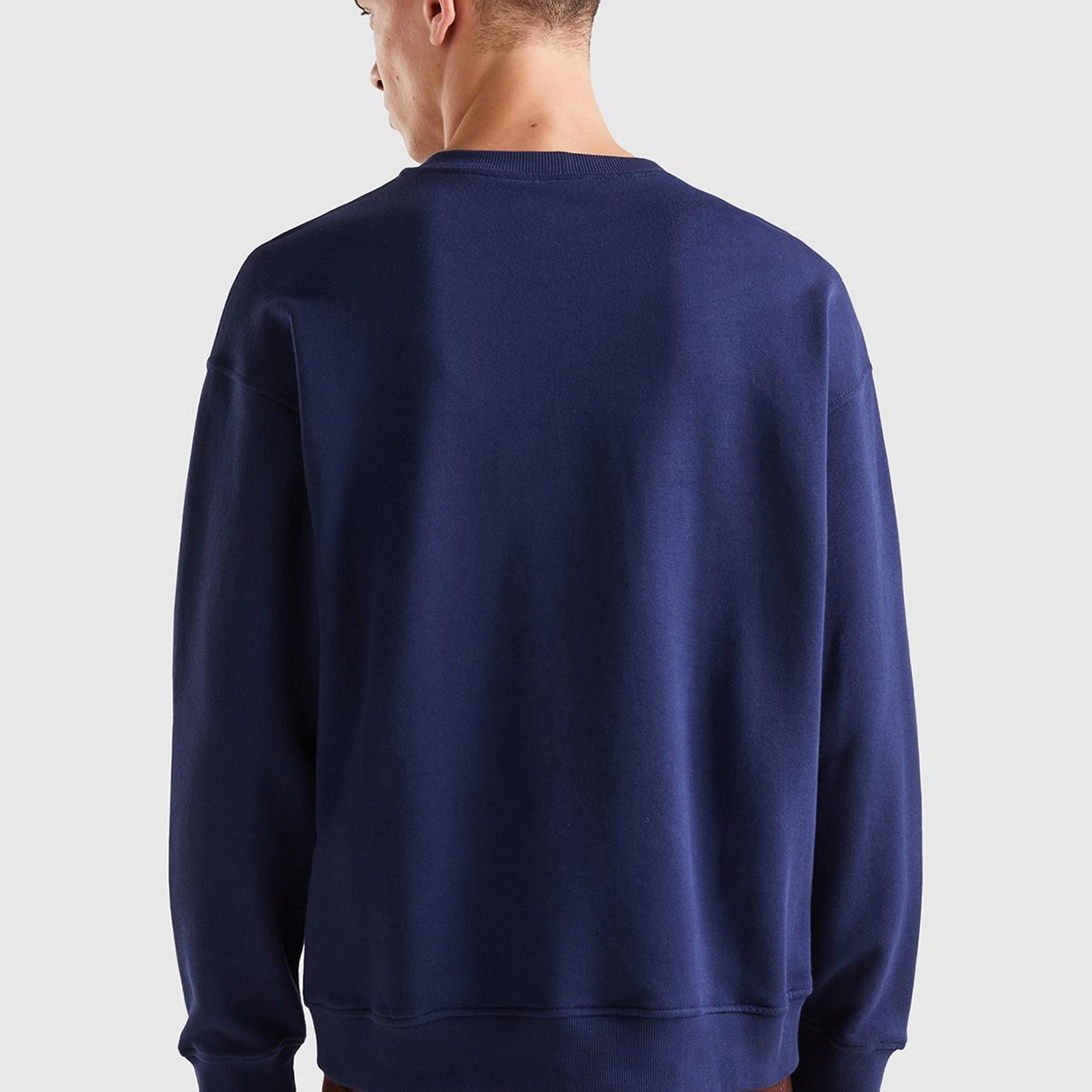 Erkek Mavi Desenli Logo Baskılı Sweatshirt