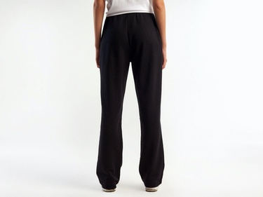  Kadın Siyah %100 Koton Beli Lastikli Rahat Kalıp Pantolon