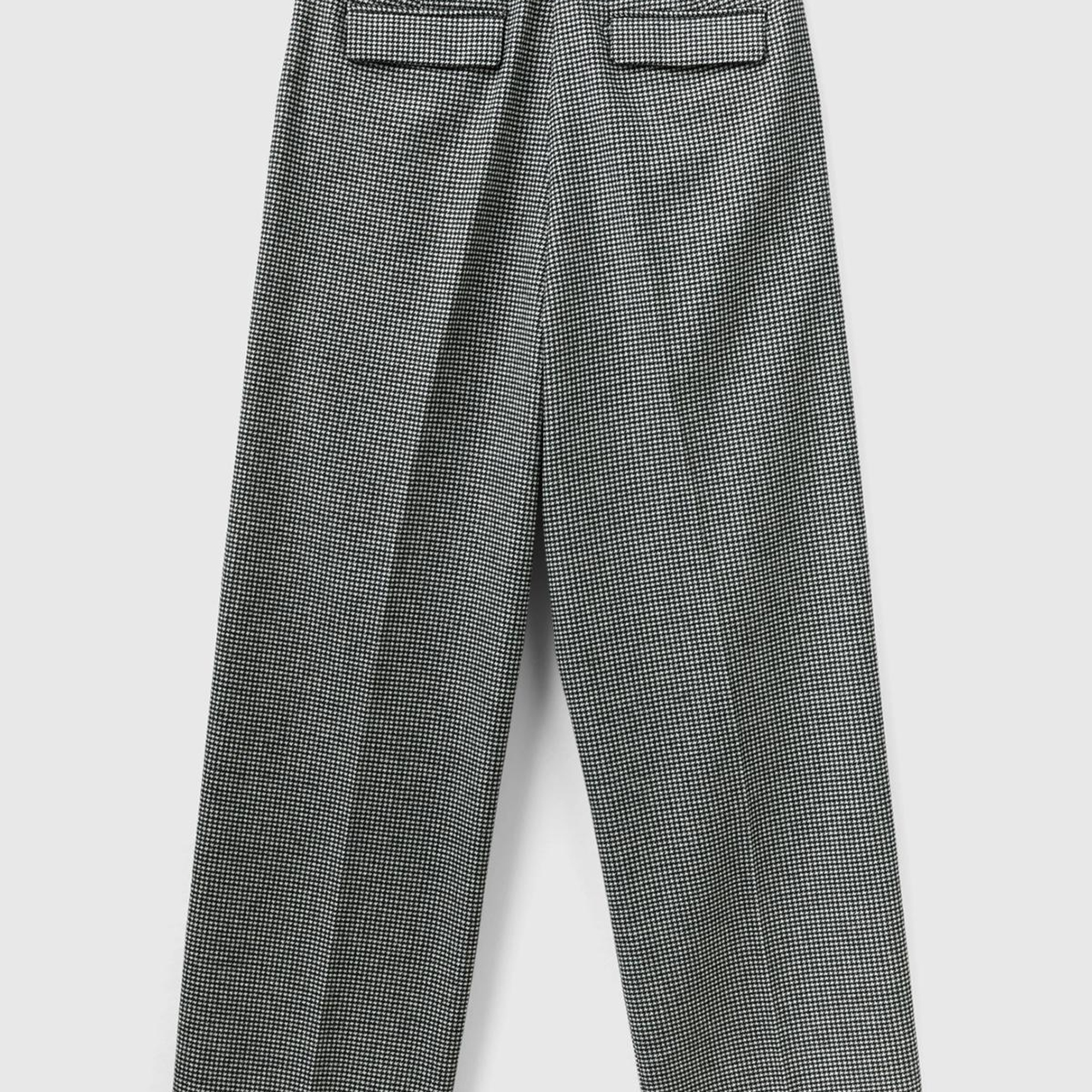 Kadın Siyah-Beyaz Kazayağı Desenli Geniş Paça Pantolon