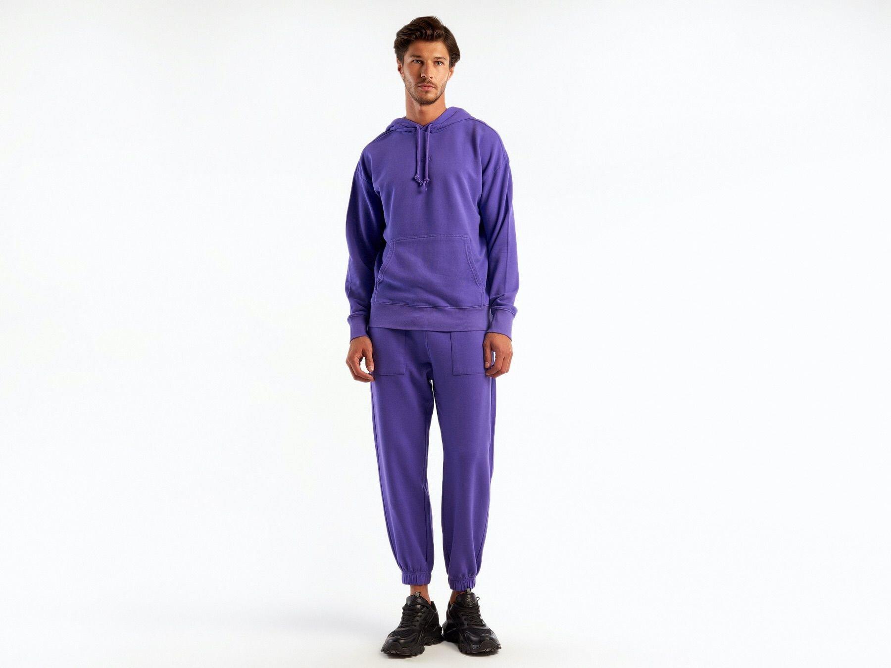  Erkek Mor Kapşonlu Kangru Cepli Sweatshirt