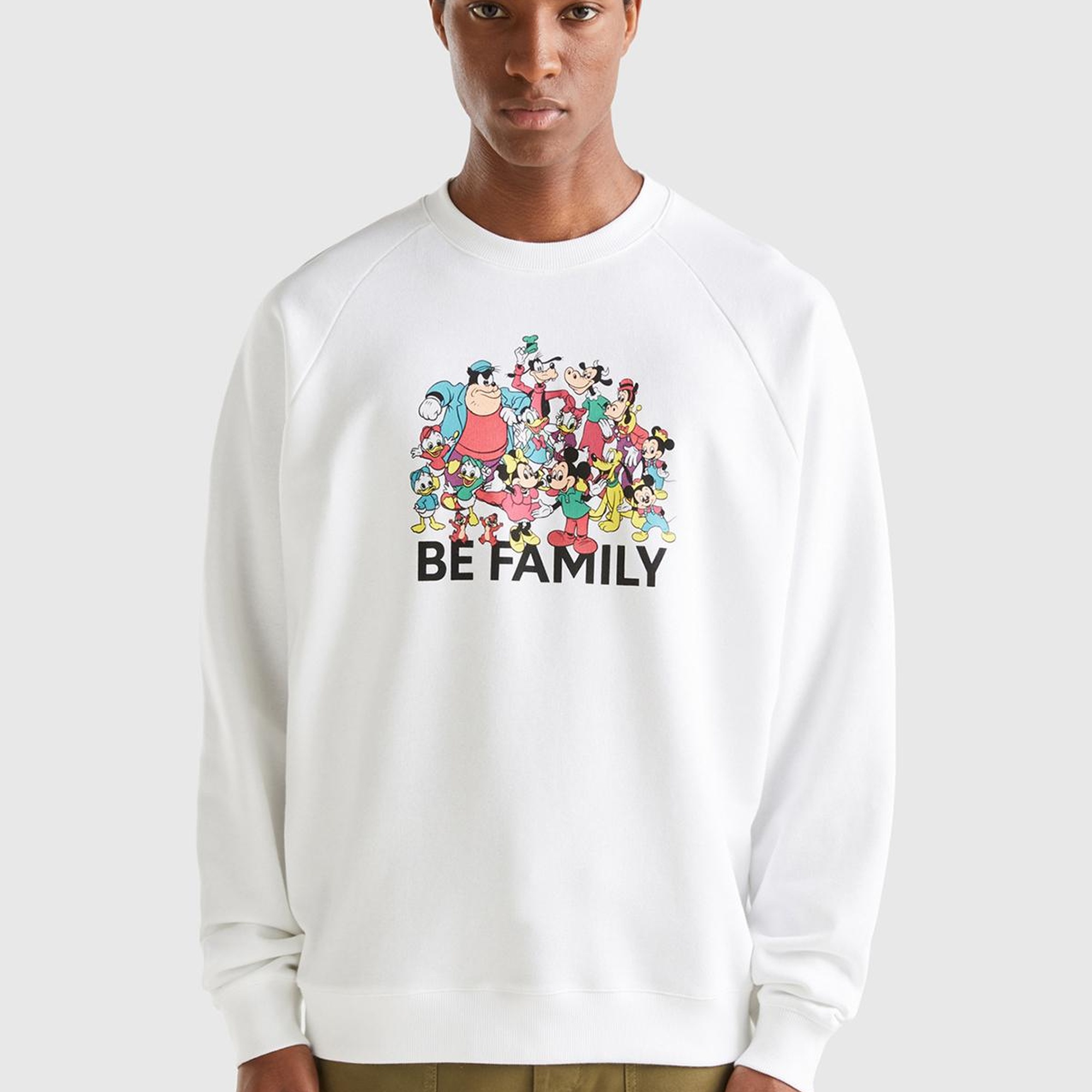 Unisex Beyaz Disney Baskılı Sweatshirt