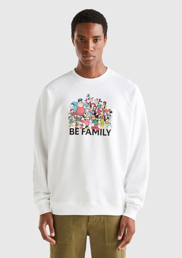  Unisex Beyaz Disney Baskılı Sweatshirt