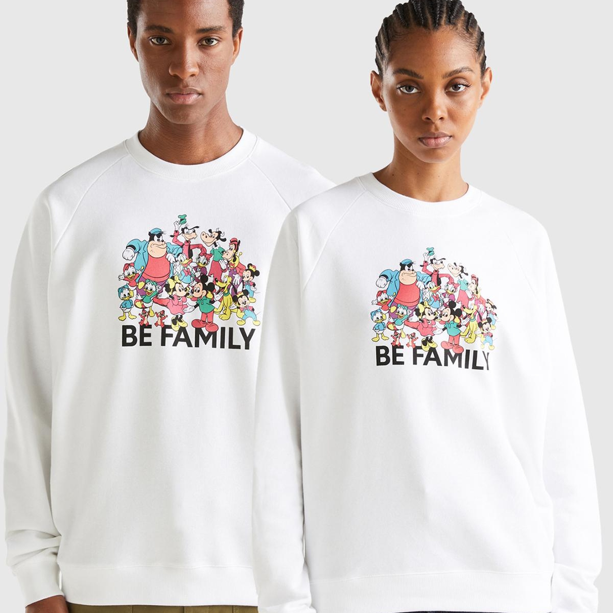 Unisex Beyaz Disney Baskılı Sweatshirt