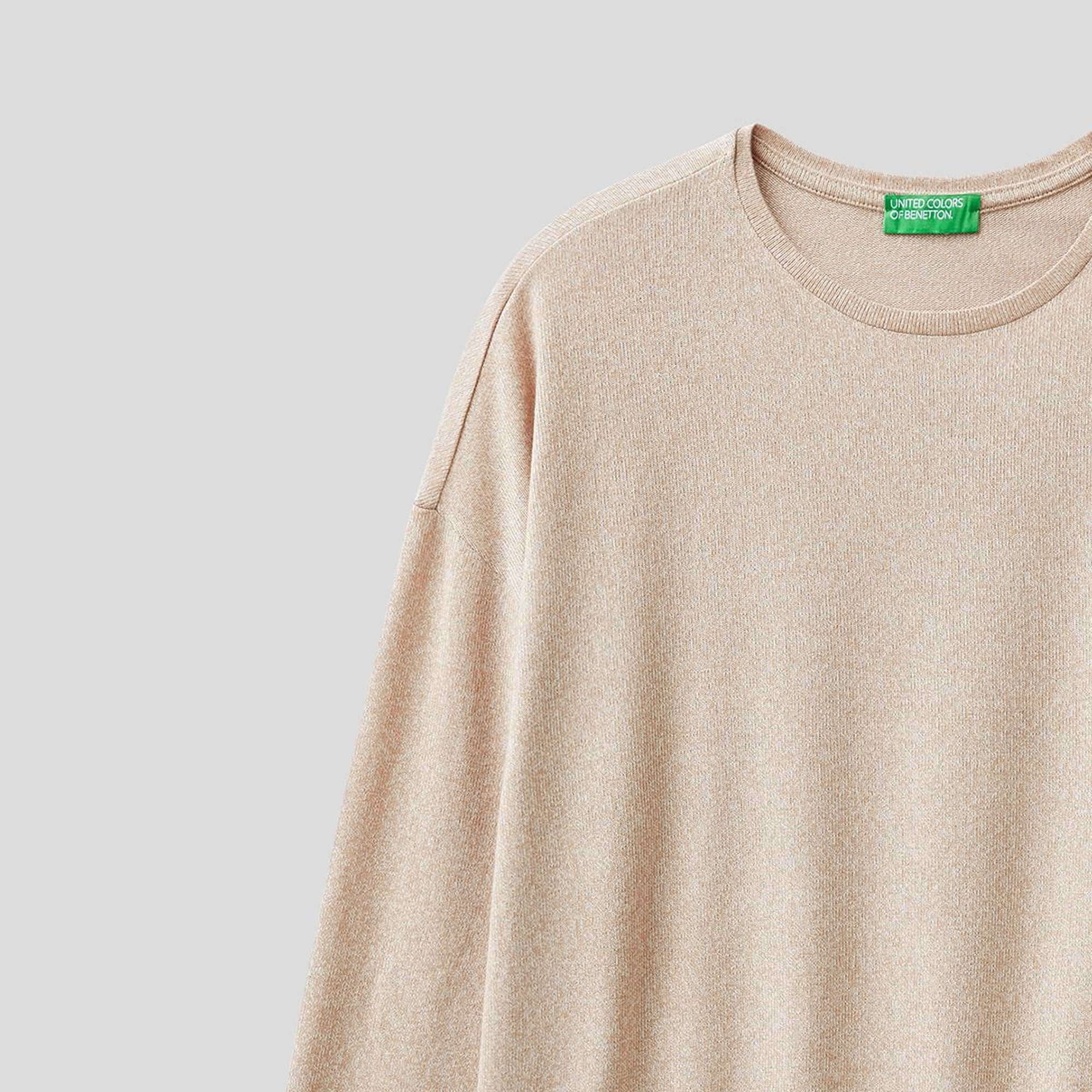 Kadın Ekru Uzun Kollu Viskoz T-Shirt