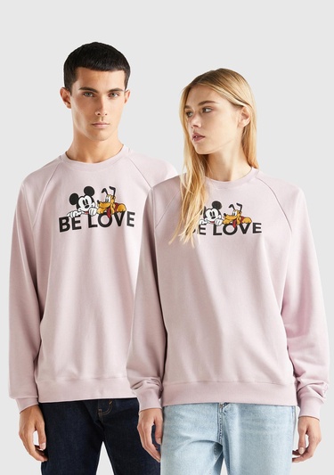  Unisex Gül Kurusu Disney Baskılı Sweatshirt