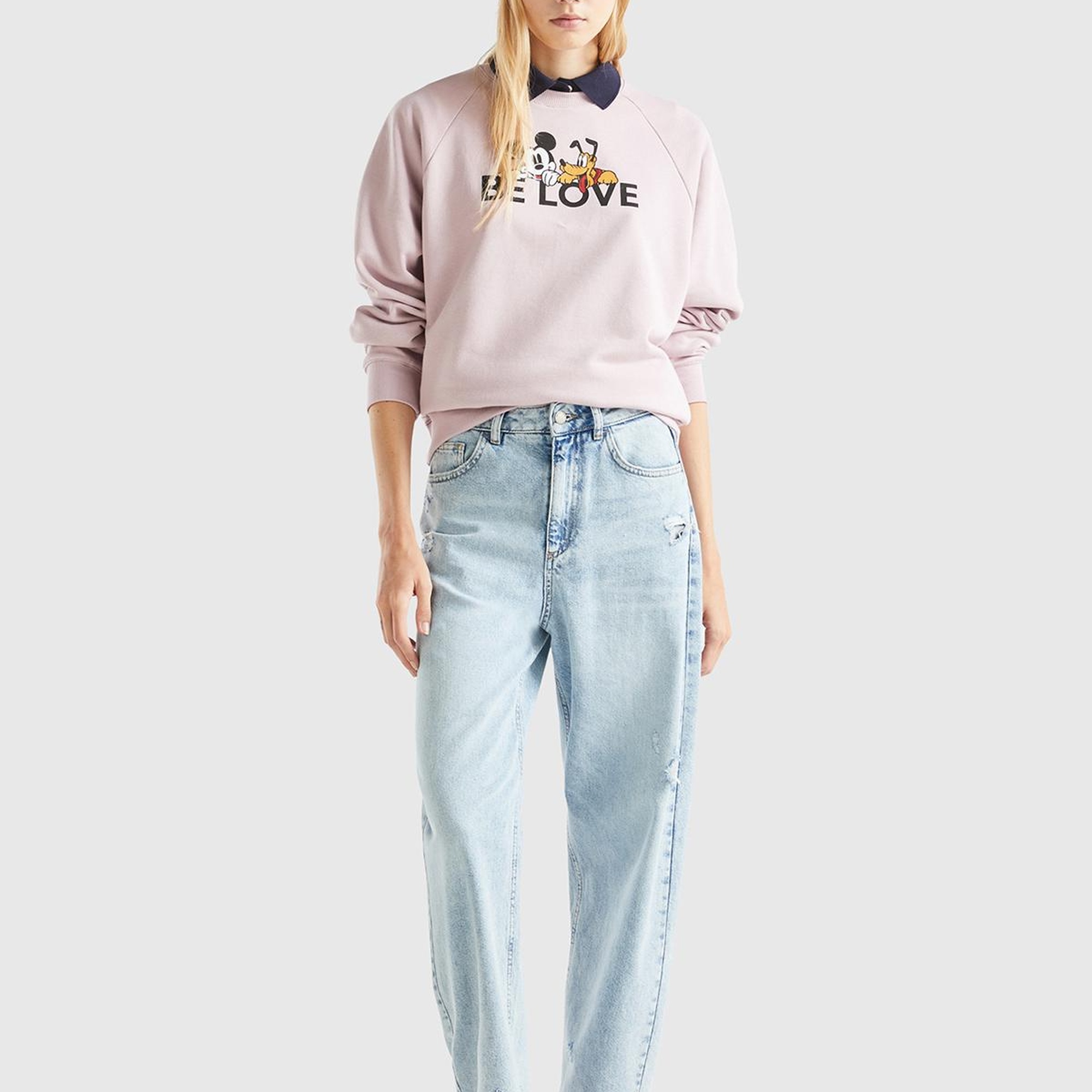 Unisex Gül Kurusu Disney Baskılı Sweatshirt