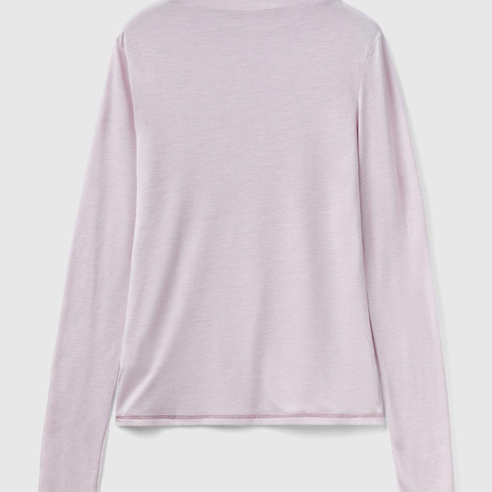 Kadın Gül Kurusu Viskoz/Yün Karışımlı Uzun Kollu Yarım Balıkçı T-Shirt