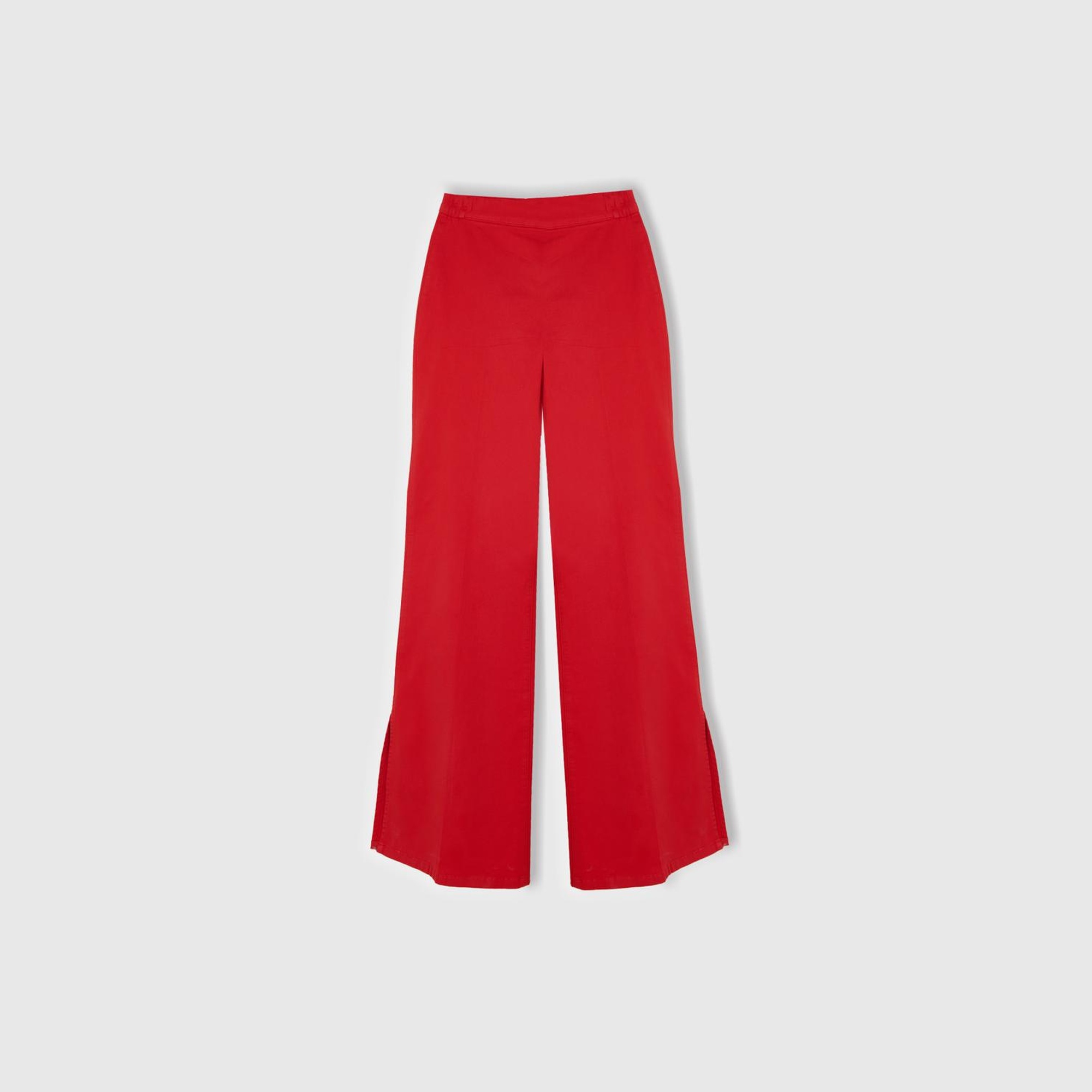 Kadın Kırmızı Paçası Yırtmaçlı Pantolon