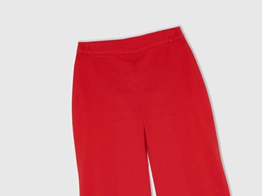  Kadın Kırmızı Paçası Yırtmaçlı Pantolon