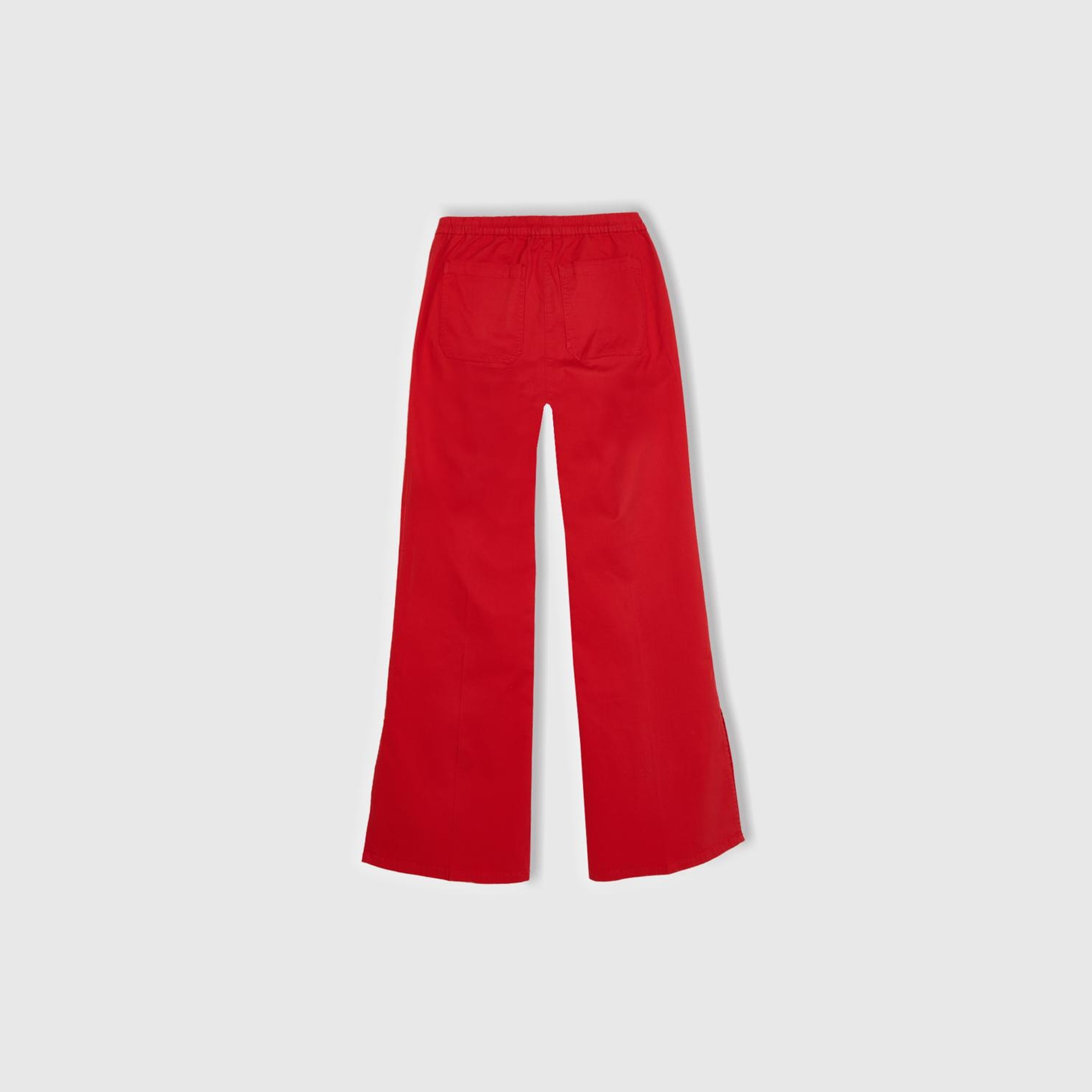 Kadın Kırmızı Paçası Yırtmaçlı Pantolon