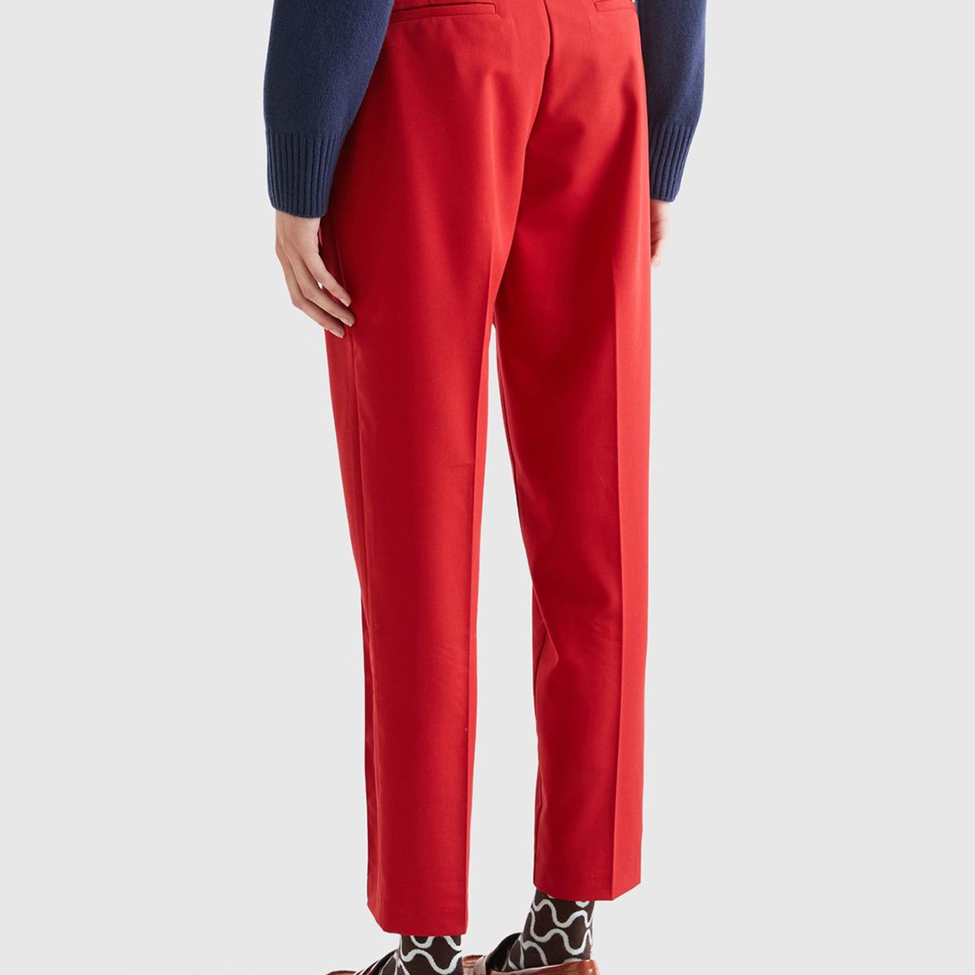 Kadın Kırmızı Viskoz Karışımlı Regular Fit Pantolon