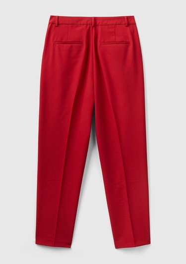  Kadın Kırmızı Viskoz Karışımlı Regular Fit Pantolon