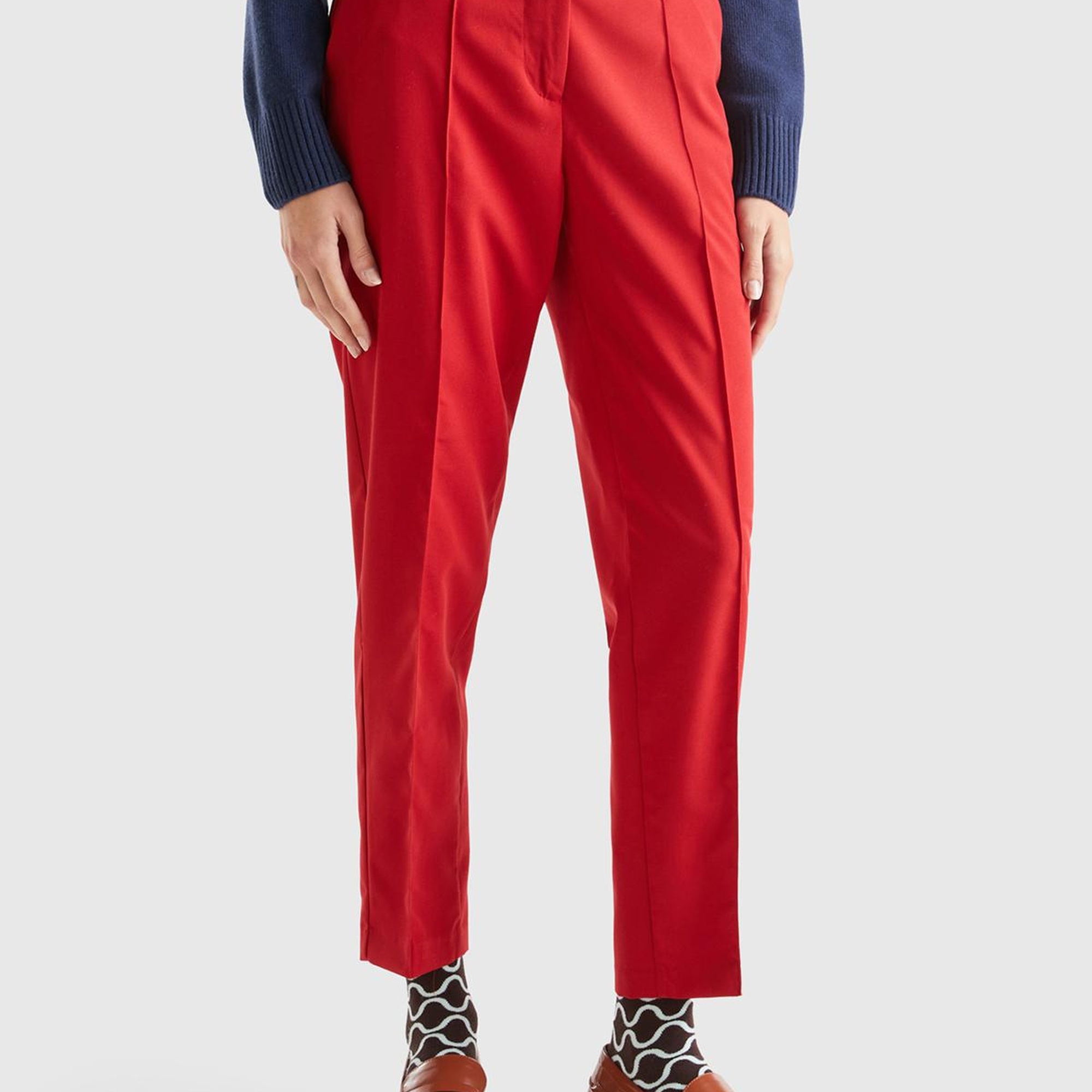 Kadın Kırmızı Viskoz Karışımlı Regular Fit Pantolon